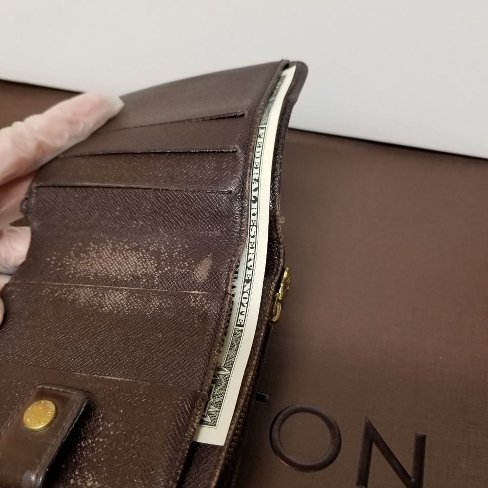 LOUIS VUITTON Damier ebene zipper compact wall #11 - Picture 7 of 16